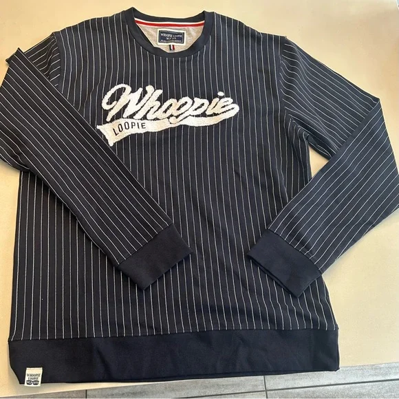 Whoopie Loopie Mens Navy and White Crewneck Sweatshirt, Size XL - Picture 2 of 9